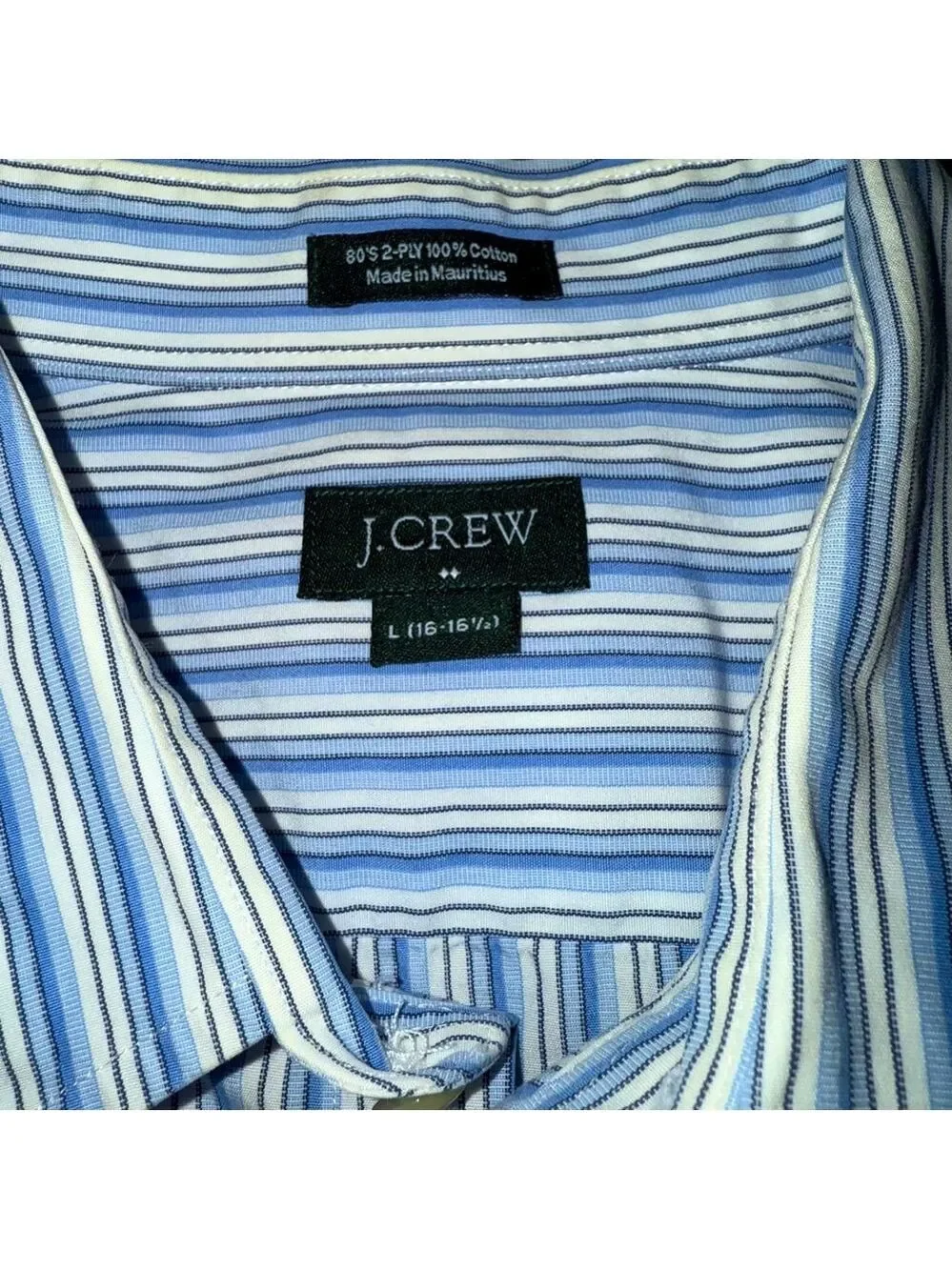 J.Crew Dress Shirt L Blue Stripes White Muti-color Business Dress Casual EUC
